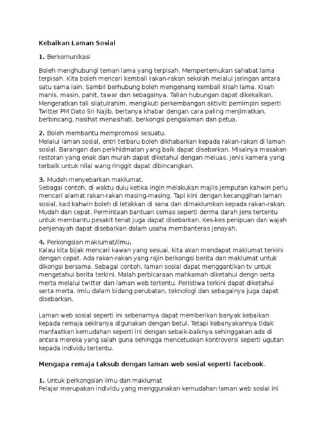 Kesan buruk penagihan arak, dadah dan shisha. Karangan Kebaikan Penggunaan Media Sosial