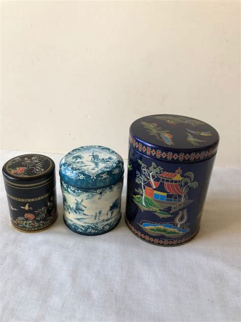 Vintage Asian Tea Tins England And Switzerland Etsy