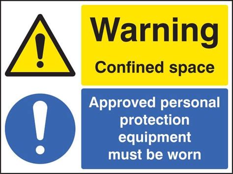 16260k Warning Confined Space Approved Ppe Must Be Worn Rigid Plastic