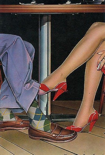 1980 paper moon graphics footsie couple playing footsie under bar table 08 12 2014 sexy