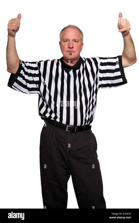 Man Dressed As A Basketball Referee Giving Signal For Jump Ball Stock