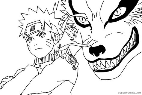 Naruto Coloring Pages Nine Tailed Fox Kyuubi Coloring4free