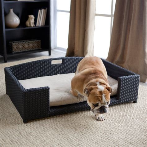 Boomer And George Wicker Dog Bed With Cushion Baskets On Wall Wicker