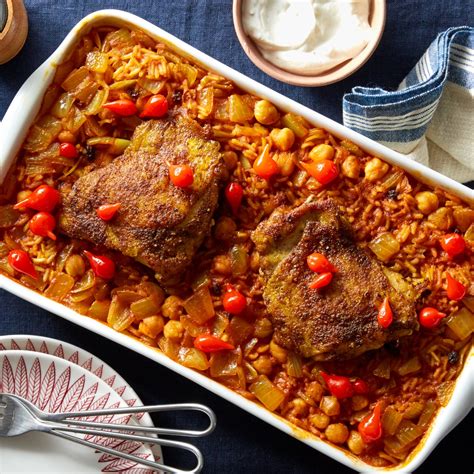 Middle eastern cuisine is a refined art. Recipe: Middle Eastern Baked Chicken & Rice with Chickpeas ...