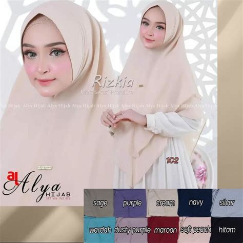 Khimar Hijab Simple Plain Softpad Premium Rizkia By Aly Shopee Malaysia