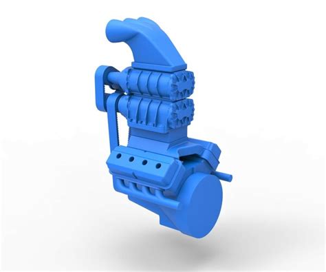 Artstation Diecast 3d Printable V8 Engine With Double Supercharger