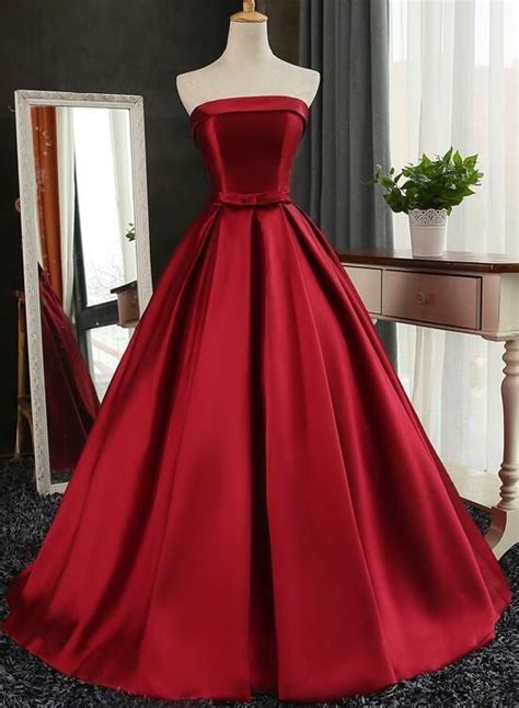 Dark Red Prom Dresses Gorgeous Formal Gowns Satin Long Party Dress 2019 On Luulla