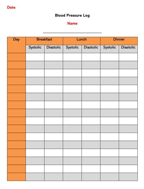 Free Printable Blood Pressure Diary High Resolution Printable