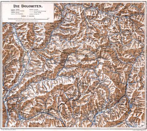 Old Map Of The Dolomite Alps Die Dolomiten In 1911 Buy Vintage Map
