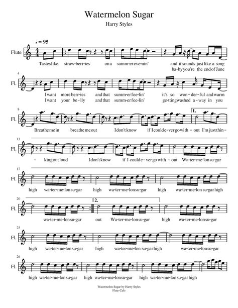 Watermelon Sugar By Harry Styles Flute Sheet Music Flute Cafe