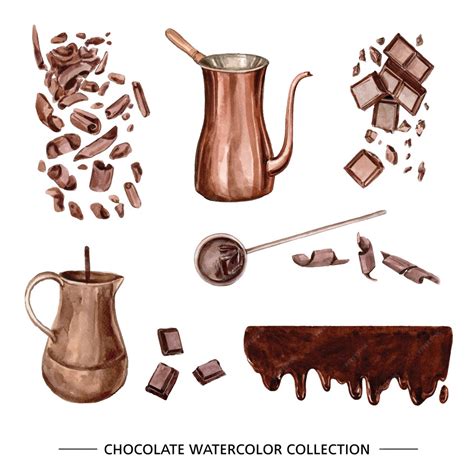 Conjunto De Chocolate Acuarela Vector Gratis