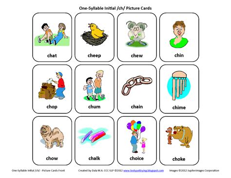 Initial Ch Free Speech Therapy Articulation Picture Cards From Testy