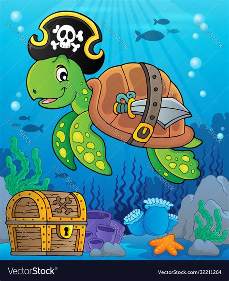 Pirate Turtle Theme Image 2 Royalty Free Vector Image