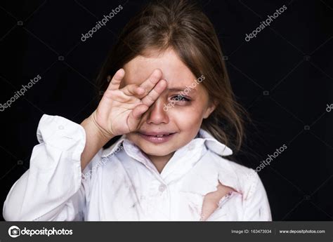 Child Abuse Sad And Lonely Girl Crying — Stock Photo © Helenaak14