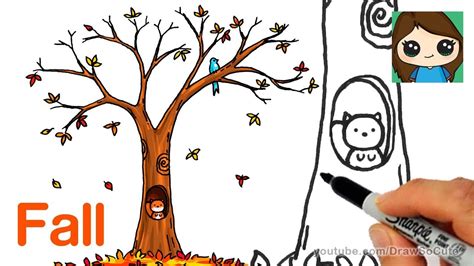 How To Draw A Fall Tree Easy Youtube