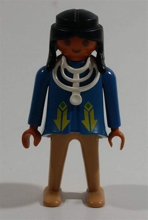 Vintage 1974 Geobra Playmobil Black Haired Native American Indian Man