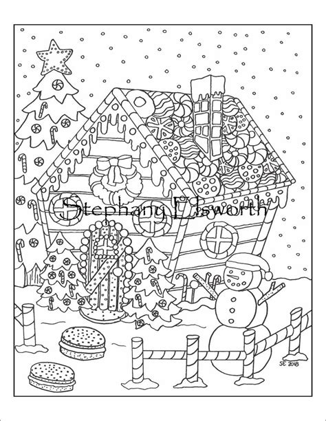 Gingerbread House Coloring Page Pdf Evelynin Geneva