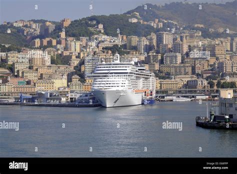 Genoa Port Italy Cruise Ships At Berth Stock Photo Alamy