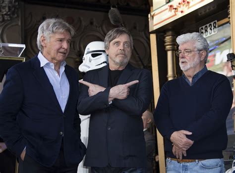 Pictured Harrison Ford Mark Hamill And George Lucas