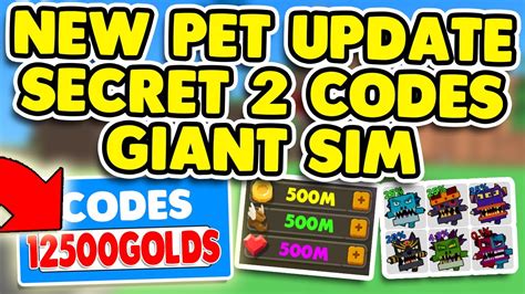 Get the new latest code and by using the new active giant simulator codes, you can get some free gold, which will. GIANT SIMULATOR PETS UPDATE *2 NEW* SECRET GIANT SIMULATOR ...