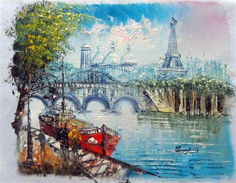 Eiffel Tower On The Seine River Painting By Unknow