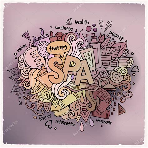 Spa Hand Lettering And Doodles Elements Background Stock Vector Image