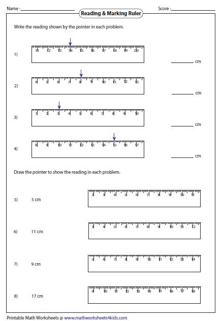 If the tip of the pencil points to the marking between 4 inches and 5. Measuring Length Worksheets