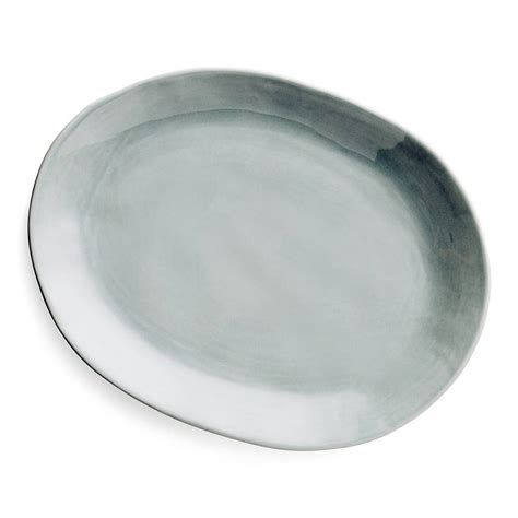 Oval Stoneware Grey Serving Platter By Home Address