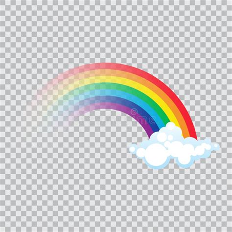 Rainbow With Clouds Vector Illustration Isolated On Blue Background