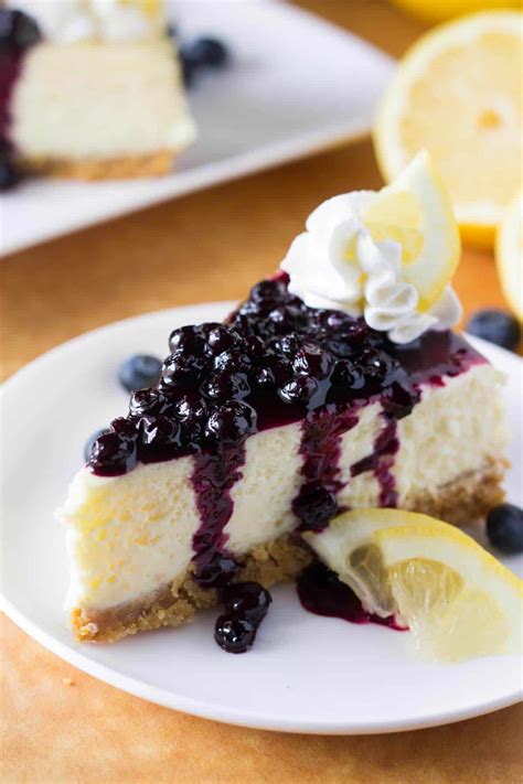Lemon Cheesecake With Blueberry Compote Just So Tasty