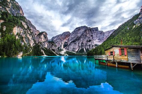 Lake Braies In Italy Italy Braies Mountain Lake Stock