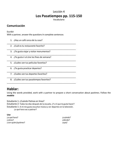 Los Pasatiempos Worksheet Student Created Preterite Tense Workbook