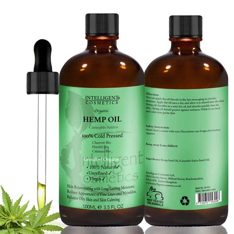 Hemp Seed Oil 100 Cold Pressed 100ml Intelligent Cosmetics