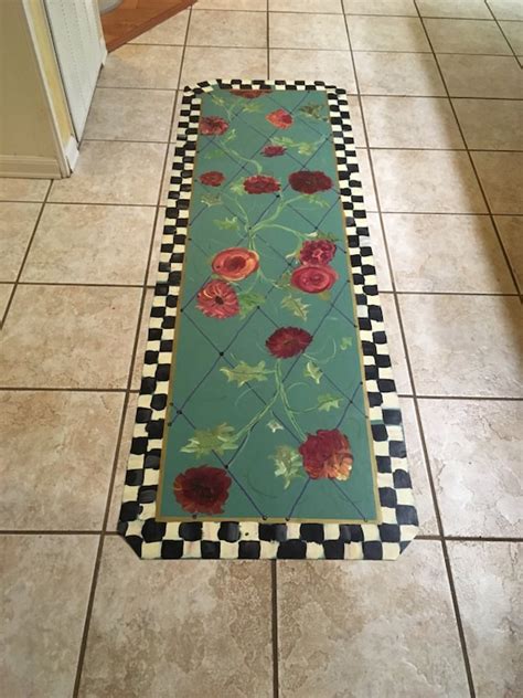 Floorcloth Handpainted Mackenzie Childs Inspired Linoleum Pvc