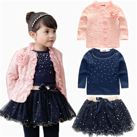2016 Springautumn Baby Girls Floral Dress Clothing Sets 3 Pieces Suit