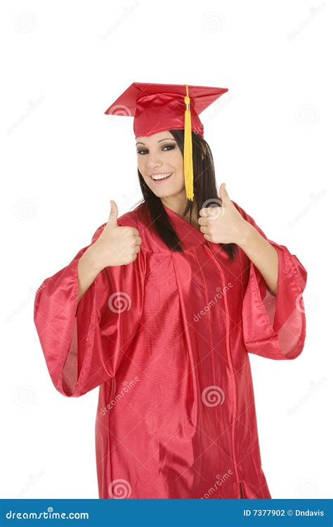 Caucasian Woman Wearing In A Red Graduation Gown Stock Photo Image Of