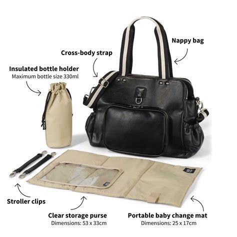 Black Oioi Triple Compartment Nappy Bag Shop Baby Diaper Bags Online