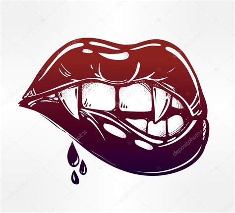 Sexy Biting Vampire Lips Vector Illustration — Stock Vector © Katja87 113232742
