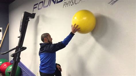 Overhead Shoulder Blade Stability Exercise Wall Ball Taps YouTube