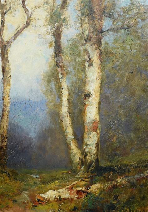 Julian Rix Antique American Impressionist Birch Tree Forest Landscape
