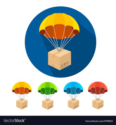 Flat Parachutes Icons Set Royalty Free Vector Image