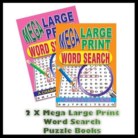 2 X A4 Mega Large Print Word Search Puzzle Book Books 258