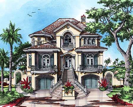 Coastal beach house plans elevated coastal house plans. Plan W33543EB: Beach, Luxury, European, Mediterranean ...