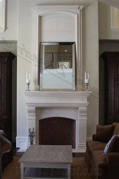 Lueders Limestone Tall Modern Fireplace From United States