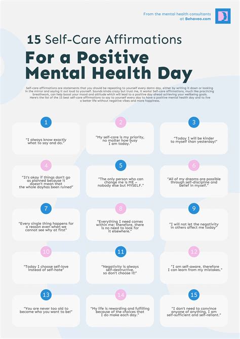 Self Care Affirmations For A Positive Mental Health Day