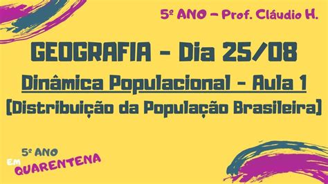 DINÂMICA POPULACIONAL 5º ANO AULA 1 Distribuição da População