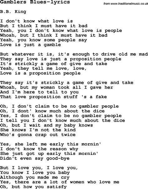 Blues Guitar lesson for Gamblers Blues-lyrics, with Chords, Tabs, and