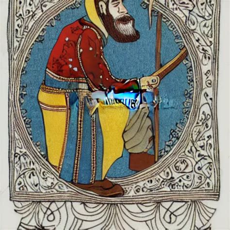 Bearded Cowboy Kneeling For Prayer Persian Folkore Stable Diffusion