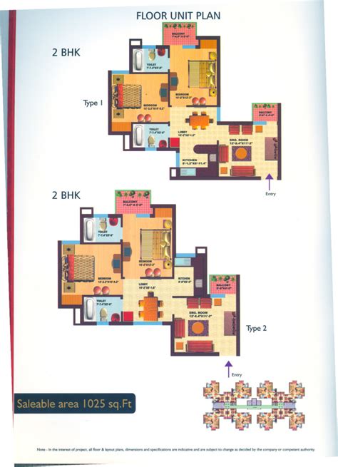 Srs Royal Hills 2 Br 1025 Sqft Floor Plan Prithvi Estates