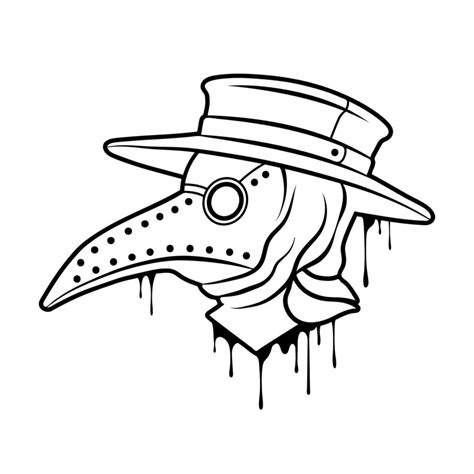 Plague Doctor Mask Outline Steampunk Mask With Beak Vector Clipart